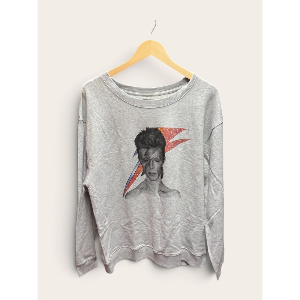 Vintage Canvas David Bowie Aladdin Sane Graphic Sweatshirt Grey Oversized Medium